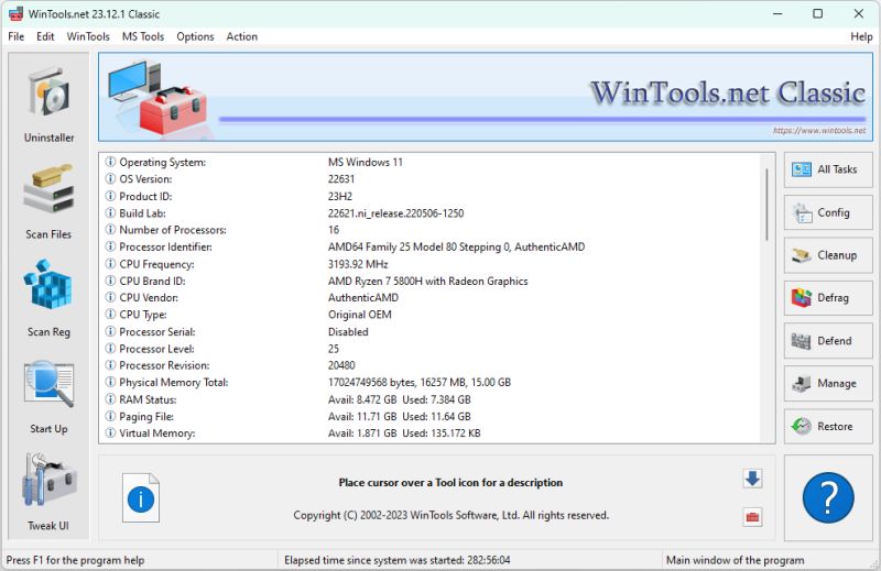 Suite of tools for increasing MS Windows operating system performance.