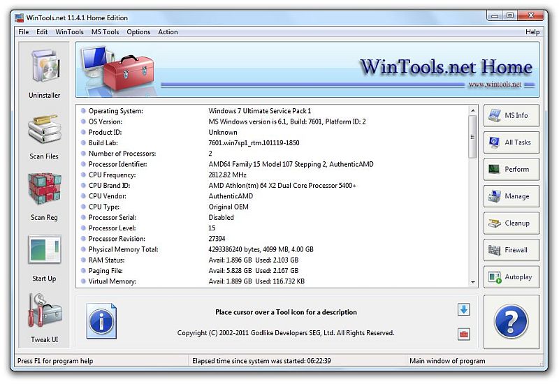 WinTools.net Home screen shot