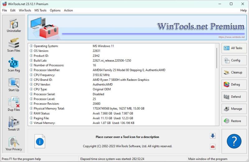 Suite of tools for increasing MS Windows operating system performance.